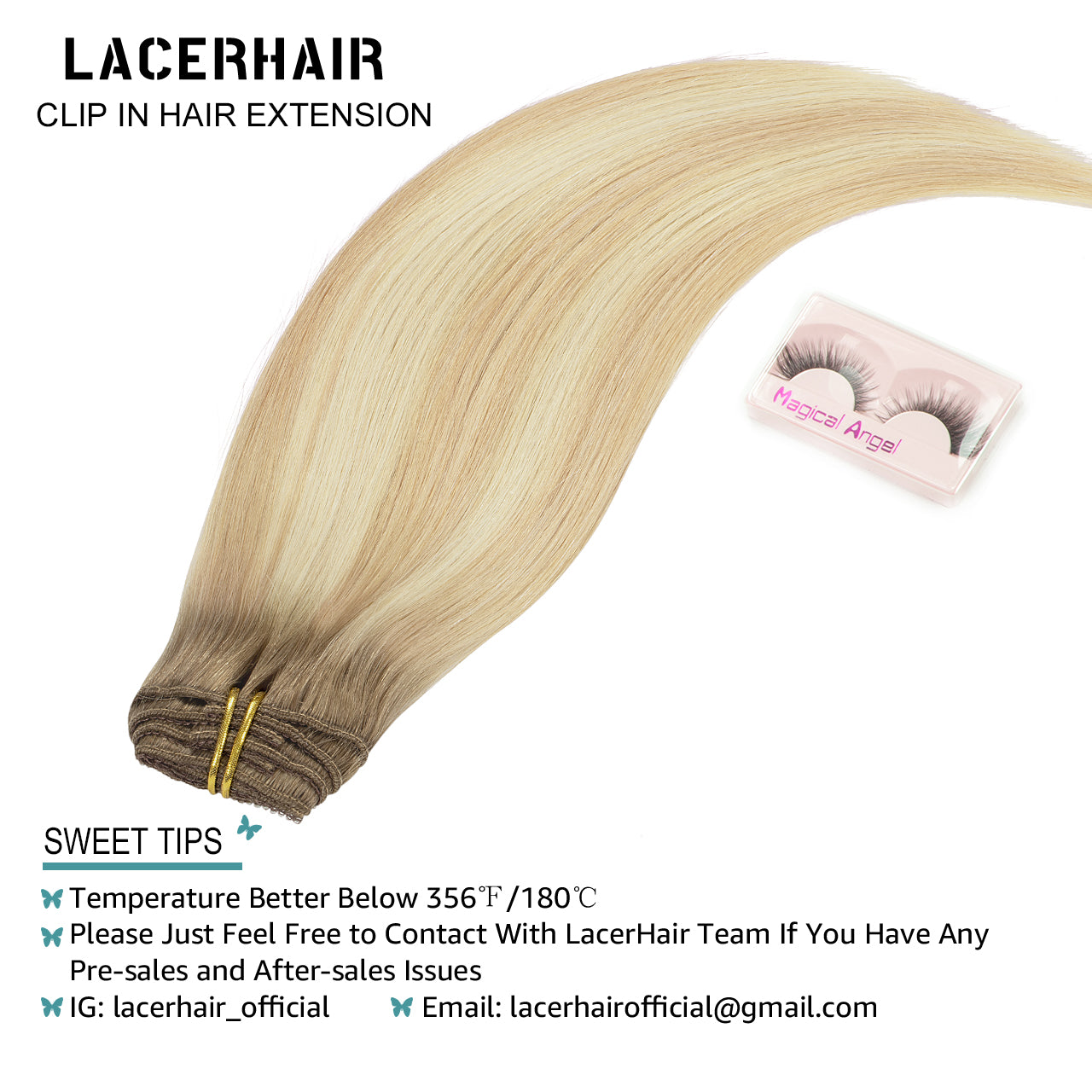 Hair Extensions Clip in Human Hair Clip in Real Natural Hair Extensions lacerhairofficial