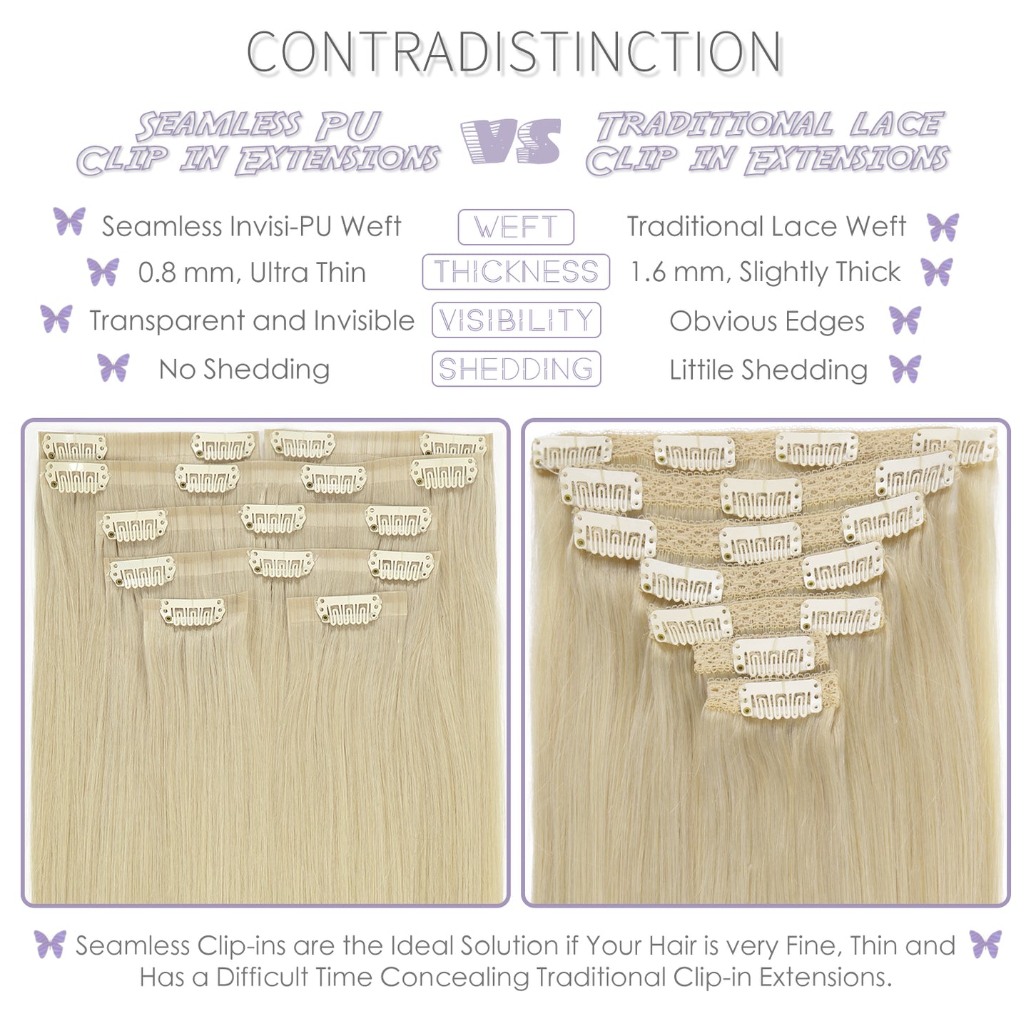 Hair Seamless Clip in Hair Extensions Virgin Human Hair Ultra Thin PU Weft Natural Hair Extensions Clip in Extensions lacerhairofficial