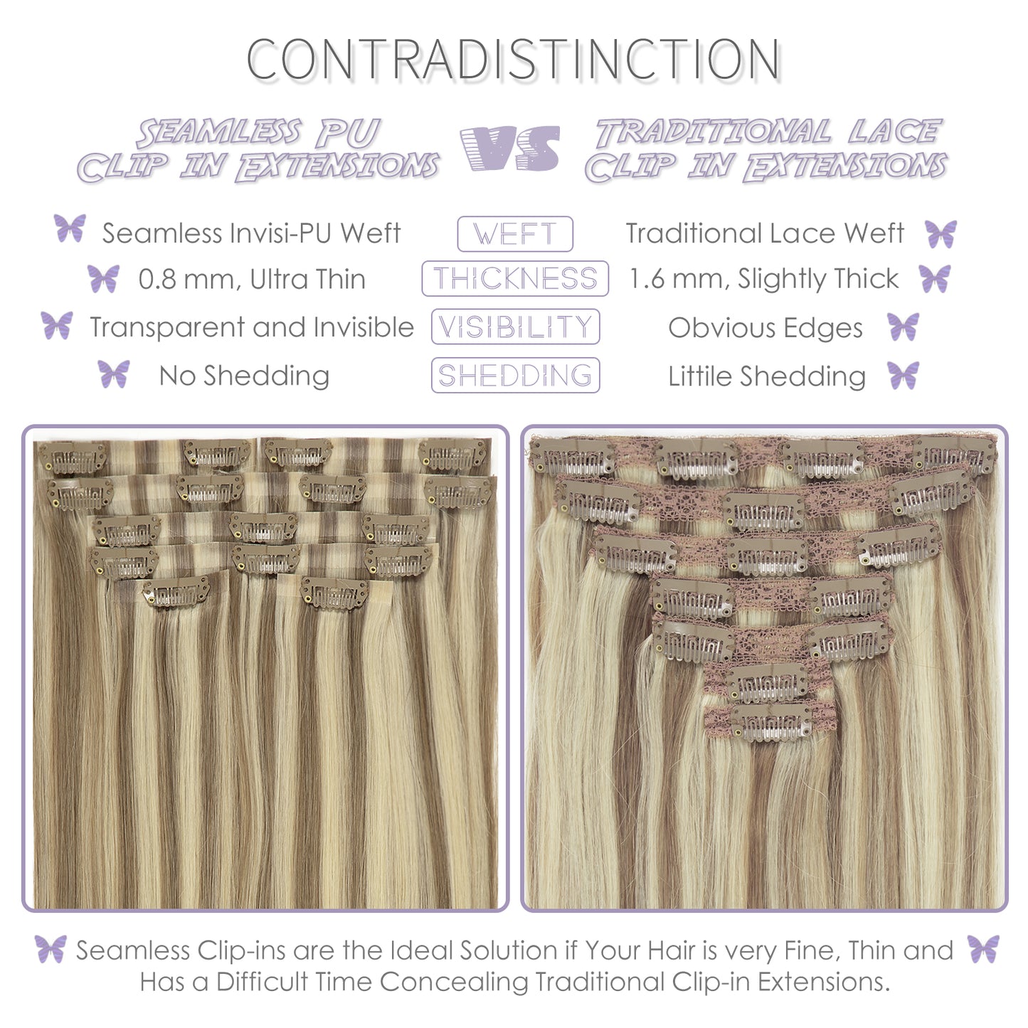 Hair Seamless Clip in Hair Extensions Virgin Human Hair Ultra Thin PU Weft Natural Hair Extensions Clip in Extensions lacerhairofficial