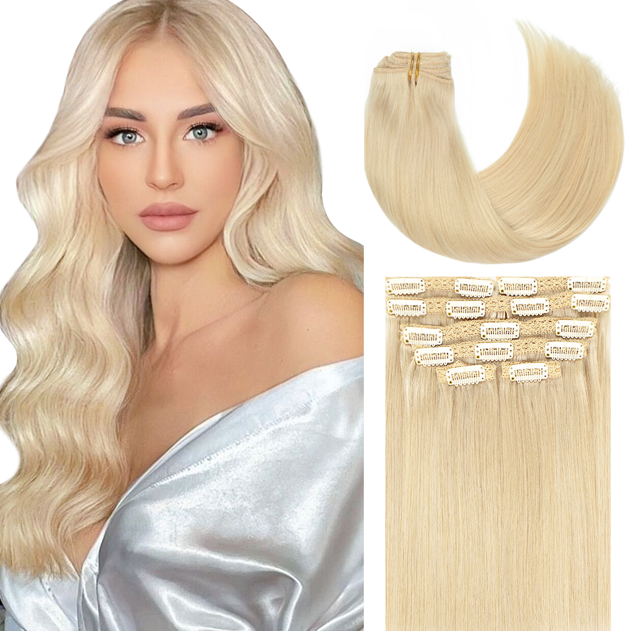 Hair Extensions Clip in Human Hair Clip in Real Natural Hair Extensions lacerhairofficial