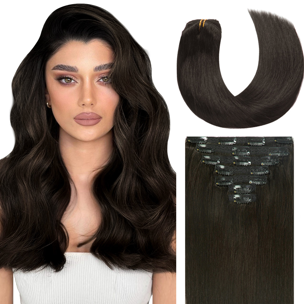 Hair Extensions Clip in Human Hair Clip in Real Natural Hair Extensions lacerhairofficial