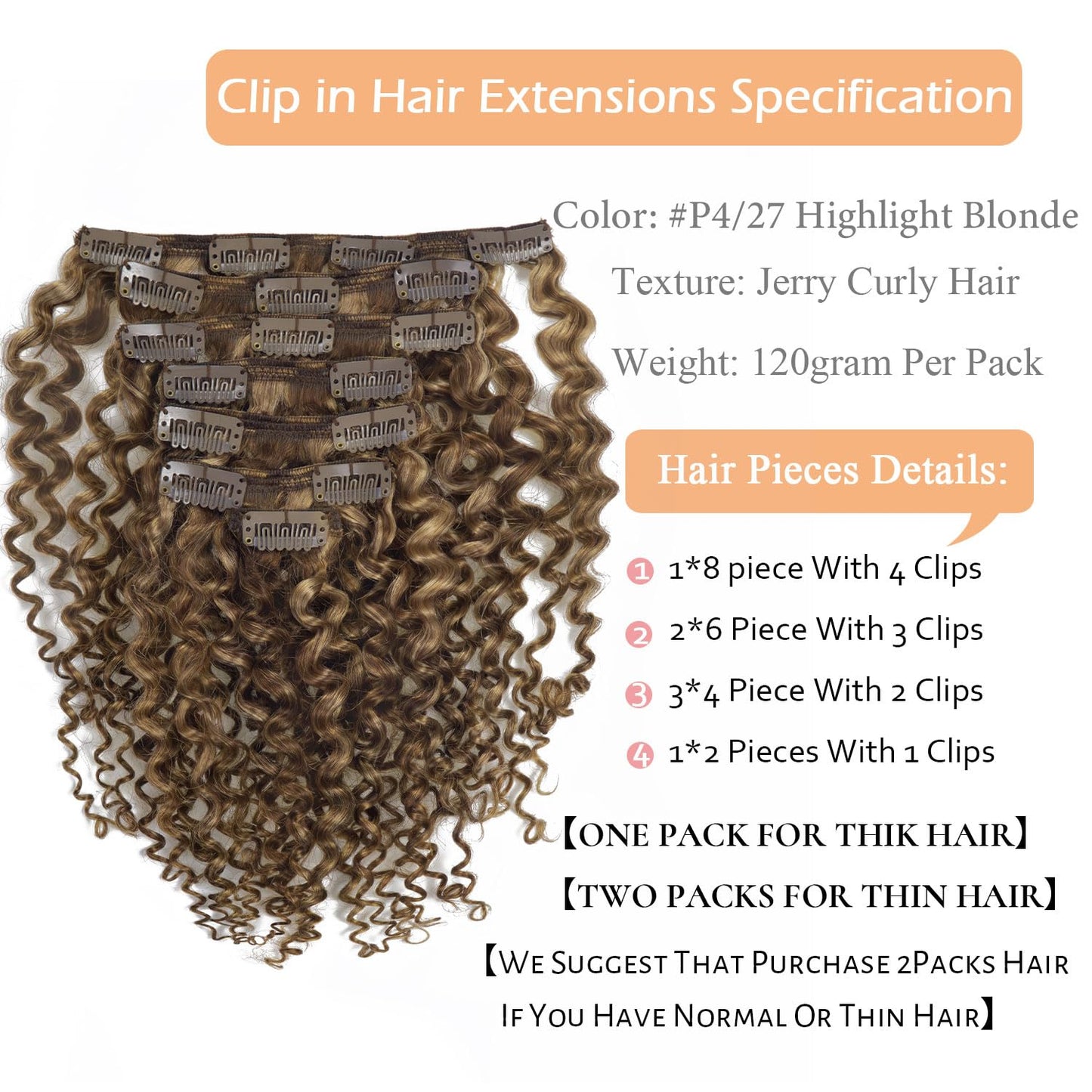 Clip in Human Hair Extensions Afro Jerry Curly 3B 3C Real Hair