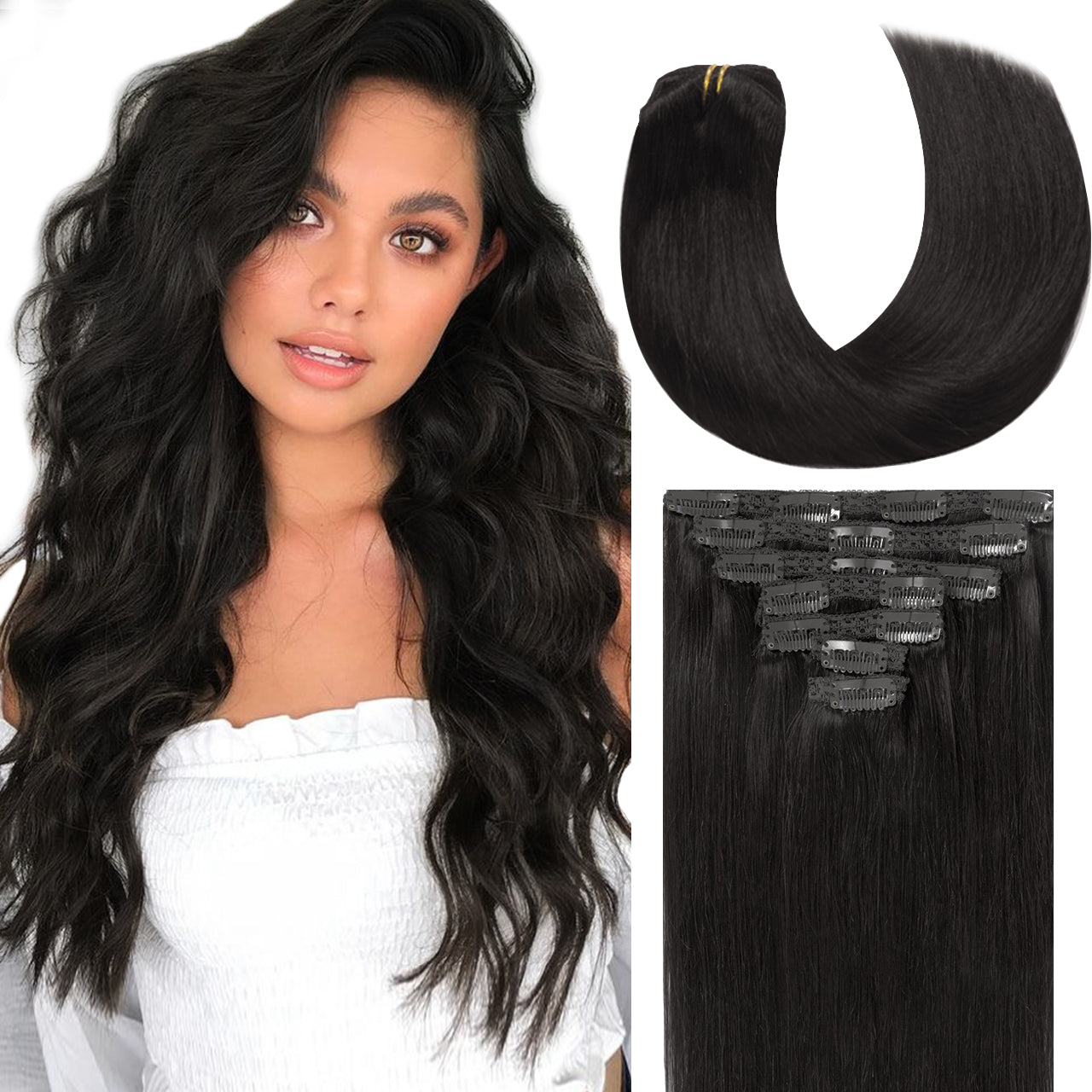 Hair Extensions Clip in Human Hair Clip in Real Natural Hair Extensions lacerhairofficial