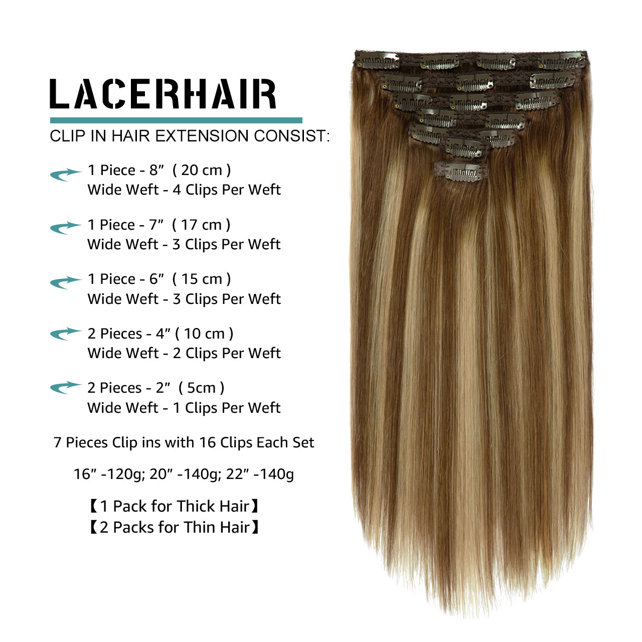 Hair Extensions Clip in Human Hair Human Hair Extensions Clip in Real Natural Hair Extensions lacerhairofficial