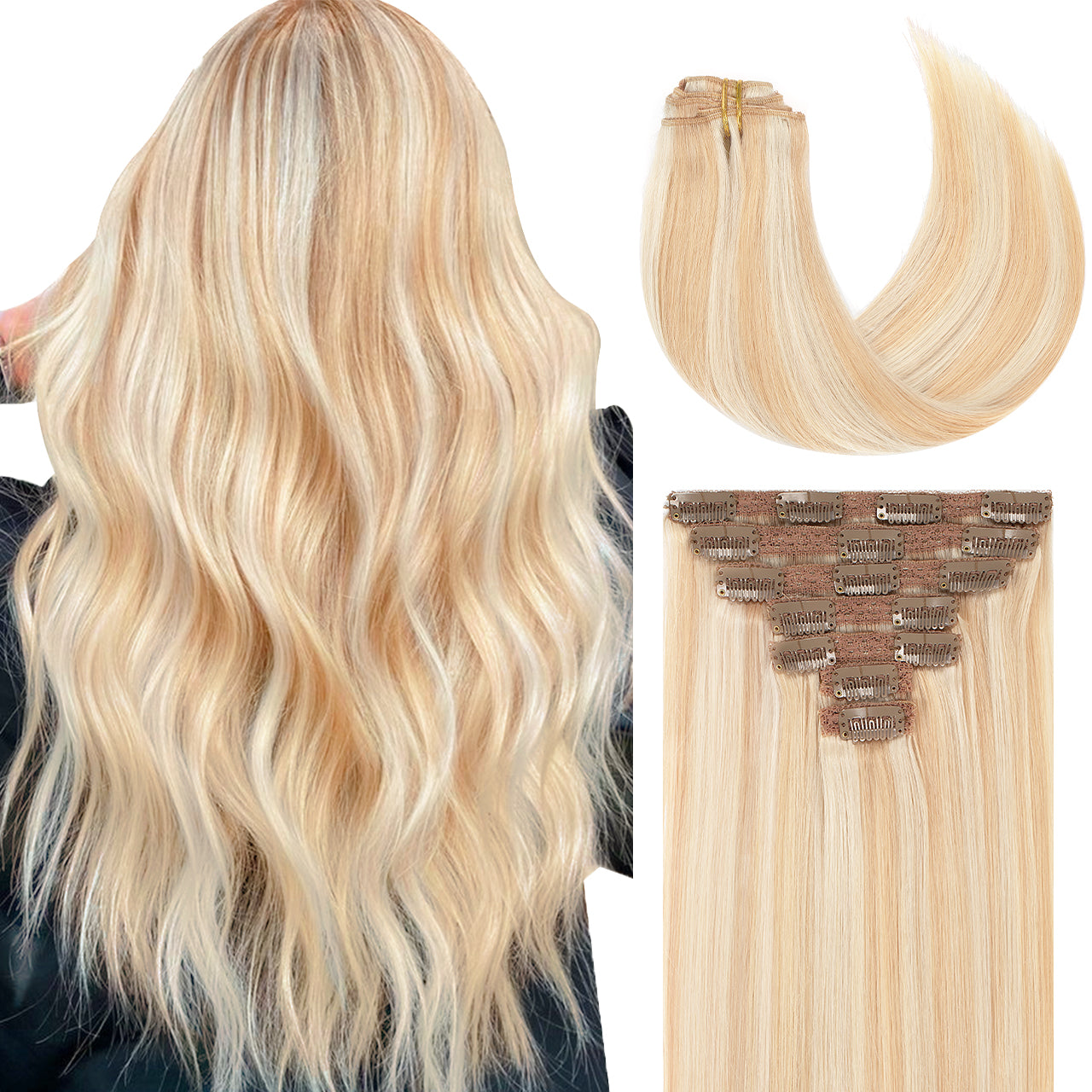 Hair Extensions Clip in Human Hair Clip in Real Natural Hair Extensions lacerhairofficial