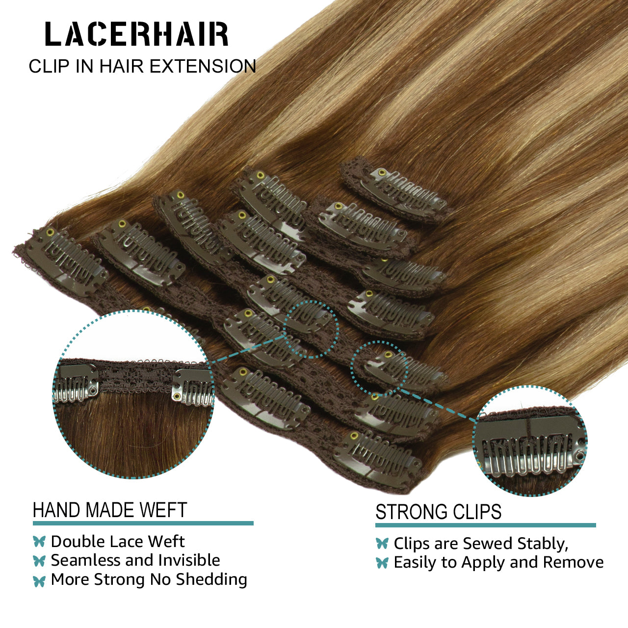 Hair Extensions Clip in Human Hair Human Hair Extensions Clip in Real Natural Hair Extensions lacerhairofficial