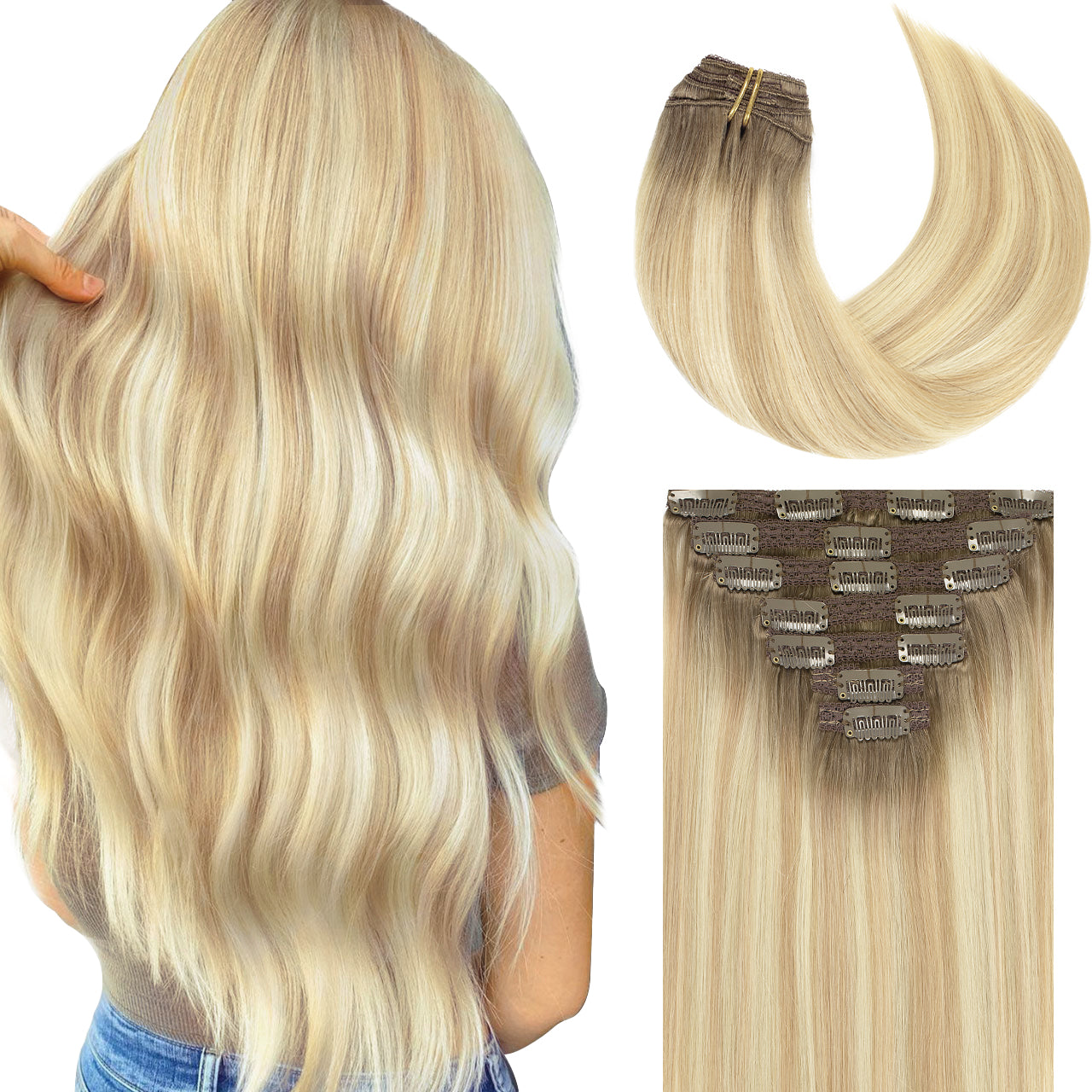 Hair Extensions Clip in Human Hair Clip in Real Natural Hair Extensions lacerhairofficial