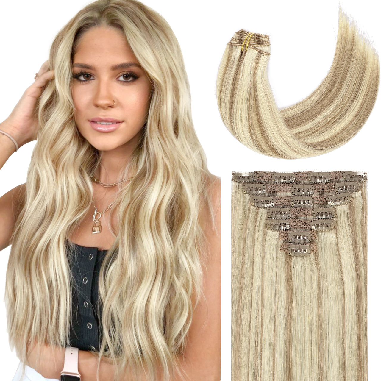 Hair Extensions Clip in Human Hair Clip in Real Natural Hair Extensions lacerhairofficial