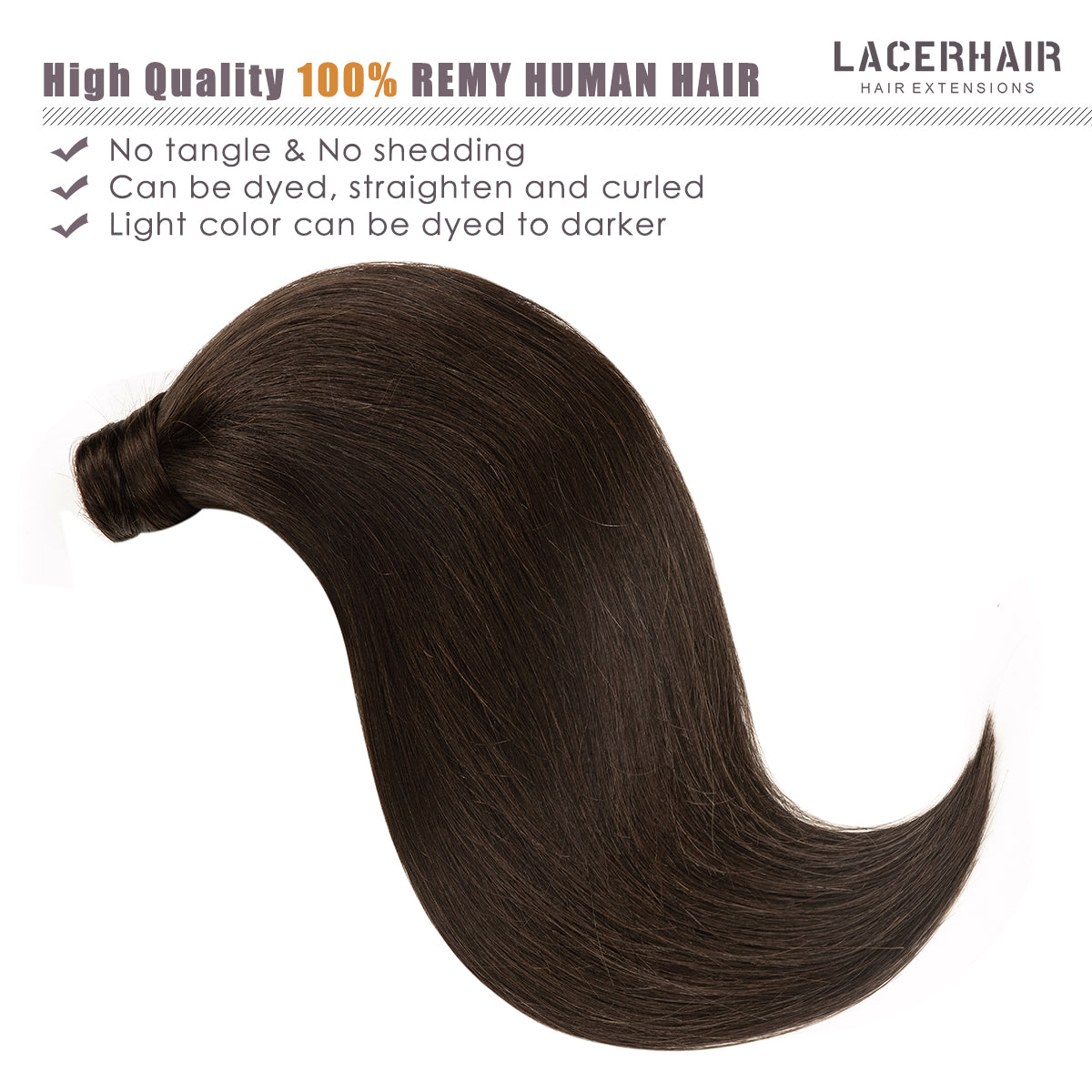 Human Hair Ponytail Dark Brown Color Hair Piece SIlky Wrap Around Ponytail Human Hair Extensions with Invisible Comb blonde clip lacerhairofficial