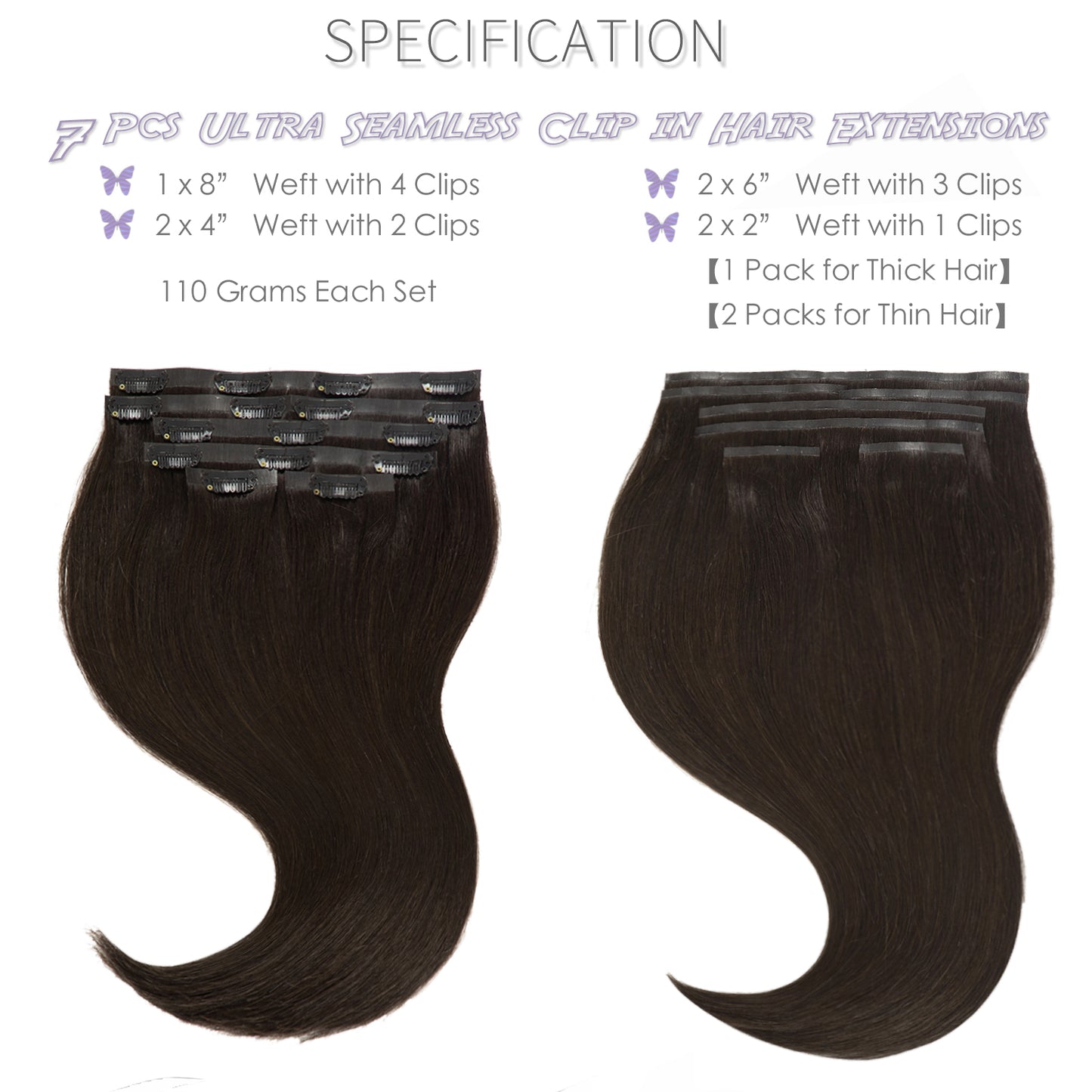 Hair Seamless Clip in Hair Extensions Virgin Human Hair Ultra Thin PU Weft Natural Hair Extensions Clip in Extensions lacerhairofficial