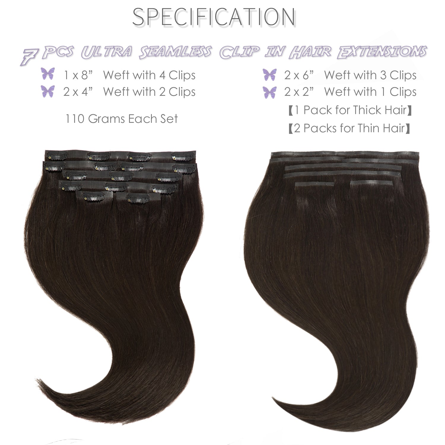 Hair Seamless Clip in Hair Extensions Virgin Human Hair Ultra Thin PU Weft Natural Hair Extensions Clip in Extensions lacerhairofficial