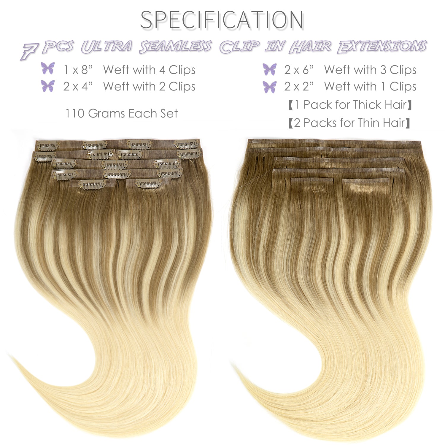 Hair Seamless Clip in Hair Extensions Human Hair Ultra Thin PU Weft Natural Hair Extensions Clip in Extensions lacerhairofficial