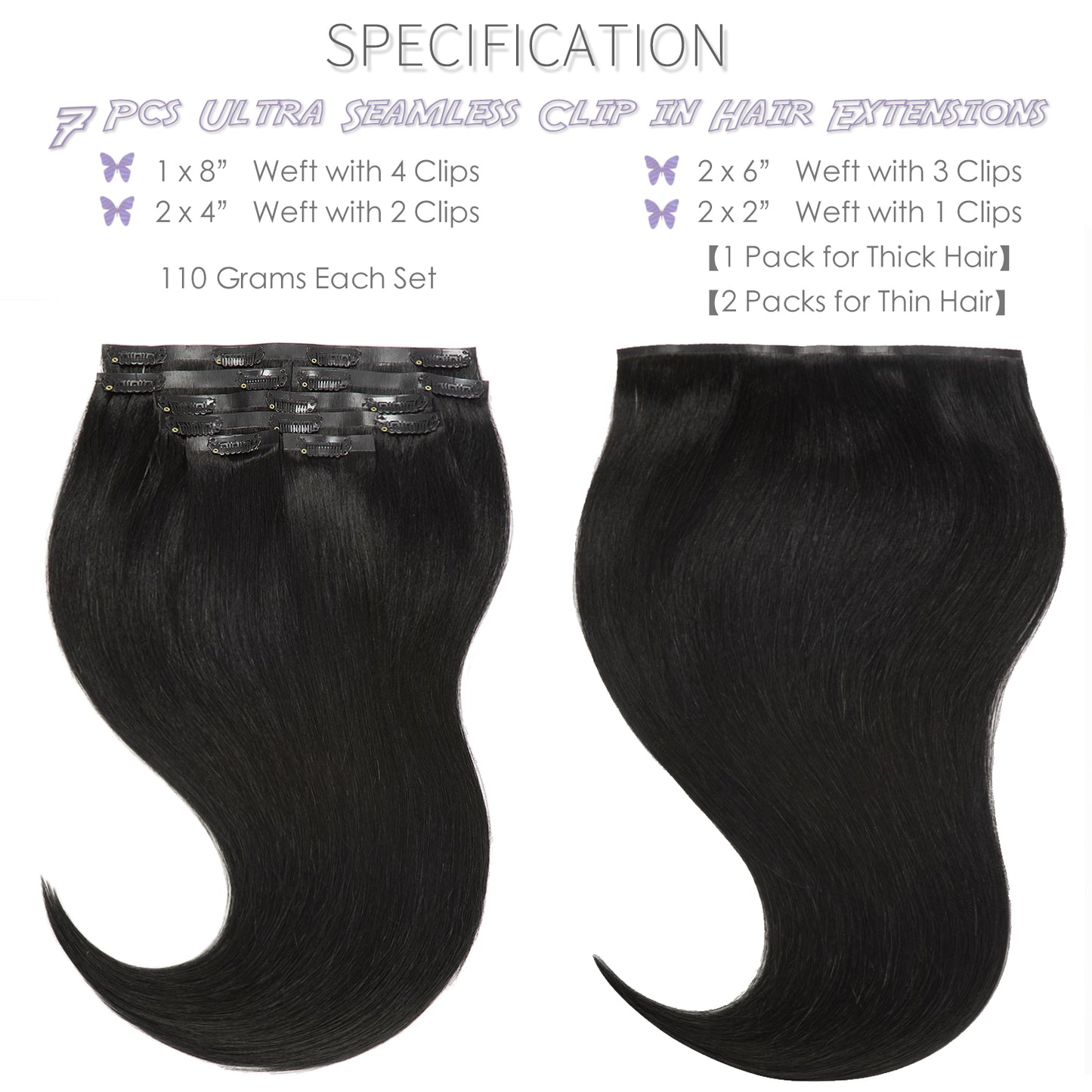 Hair Seamless Clip in Hair Extensions Hair Ultra Thin PU Weft Natural Hair Extensions Clip in Extensions lacerhairofficial