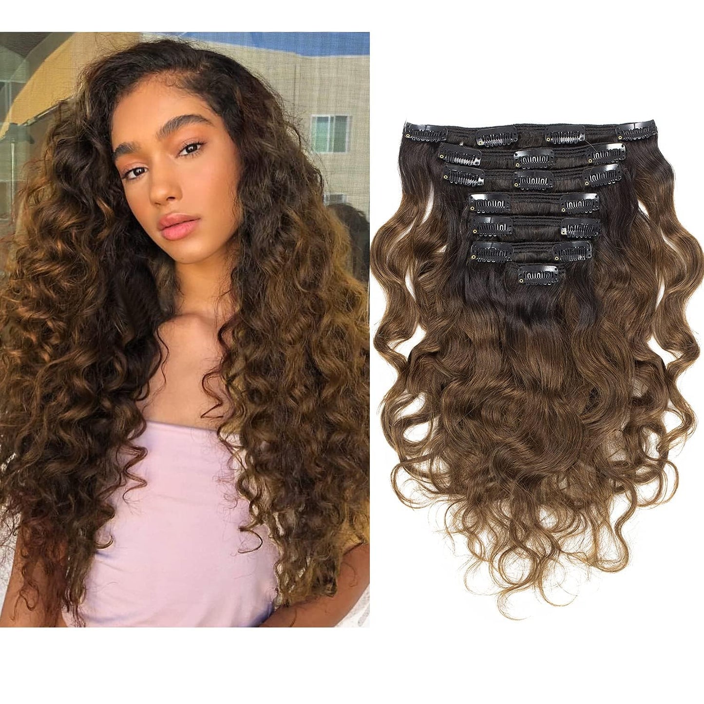 Clip in Human Hair Extensions Afro Jerry Curly 3B 3C Real Hair
