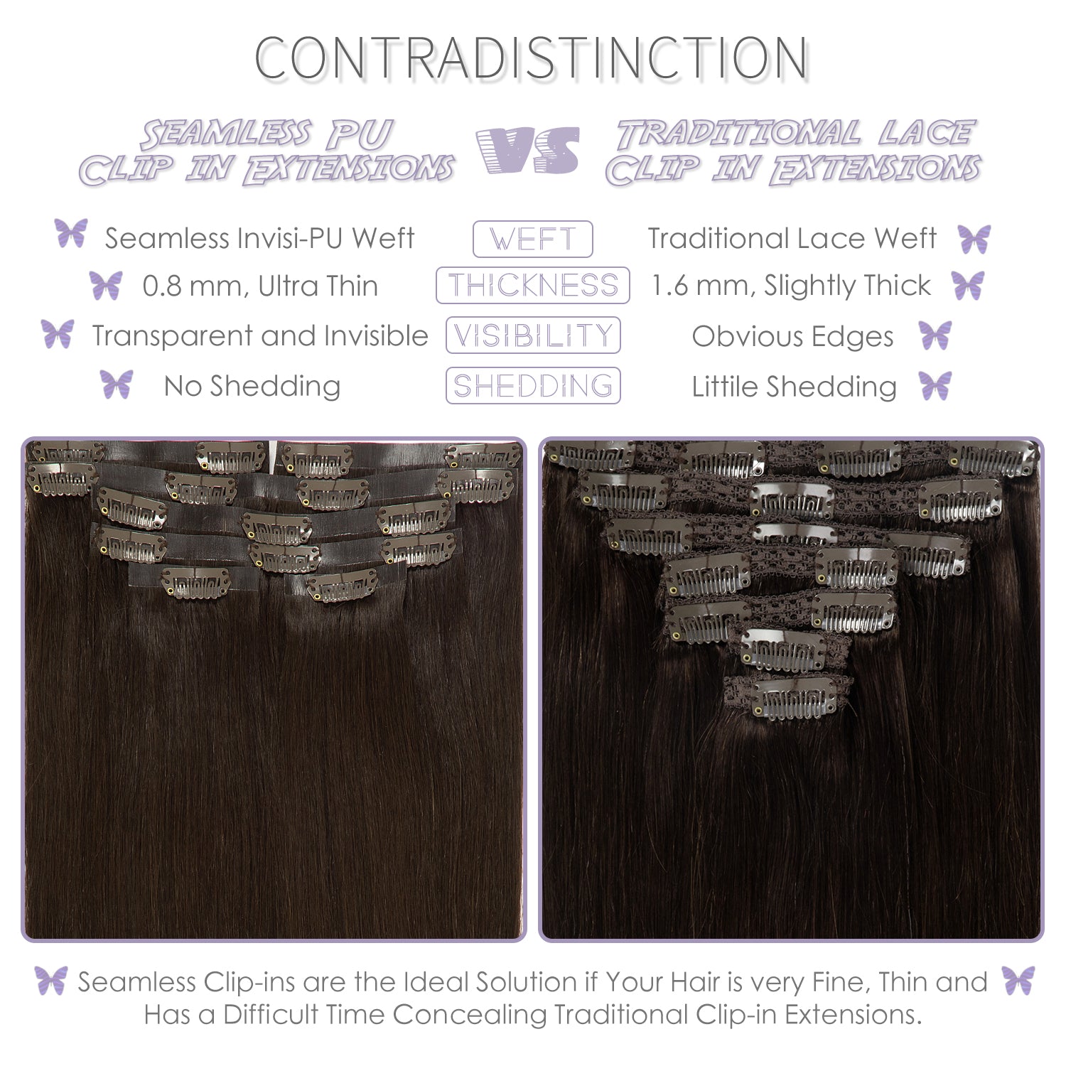 Hair Seamless Clip in Hair Extensions Virgin Human Hair Ultra Thin PU Weft Natural Hair Extensions Clip in Extensions lacerhairofficial