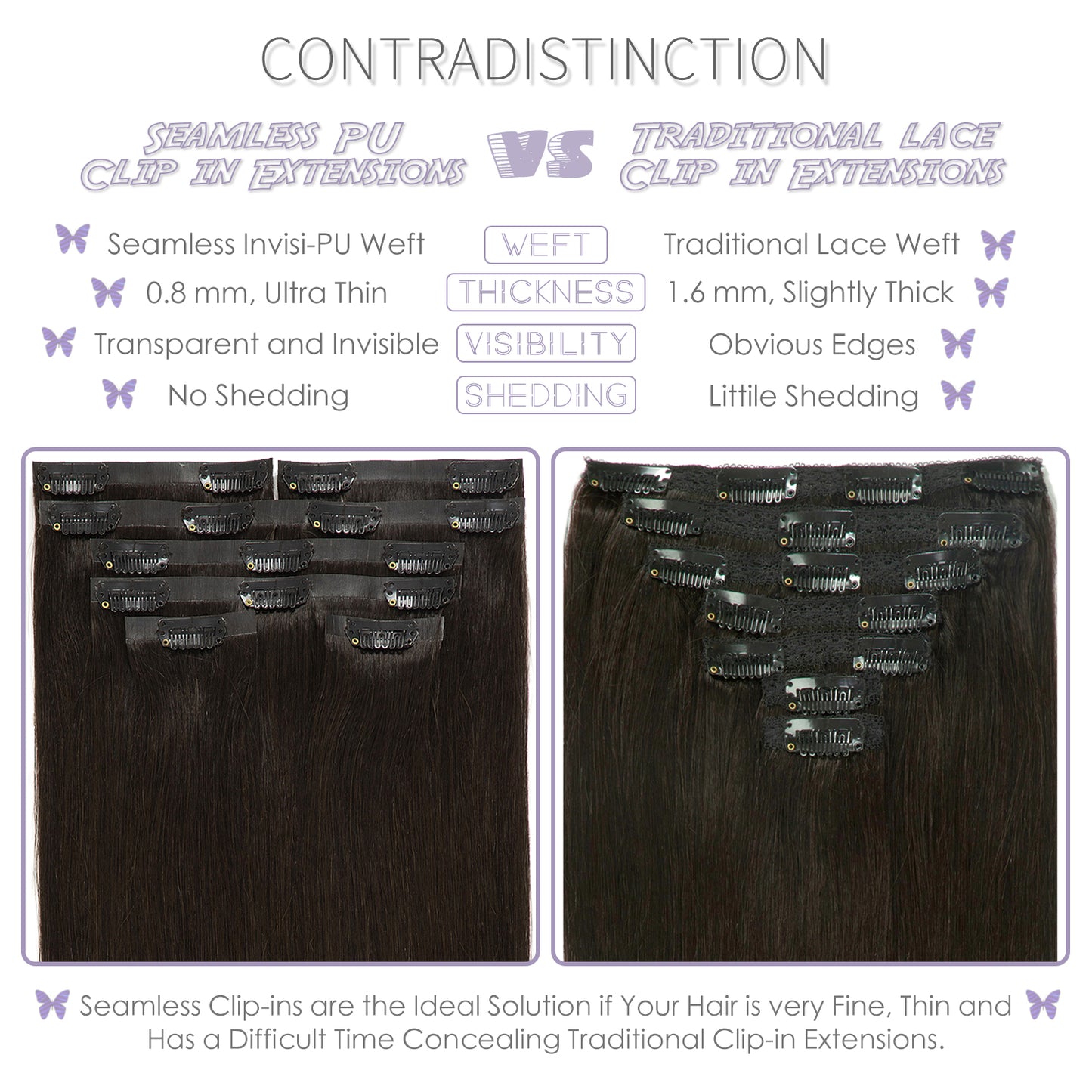 Hair Seamless Clip in Hair Extensions Virgin Human Hair Ultra Thin PU Weft Natural Hair Extensions Clip in Extensions lacerhairofficial