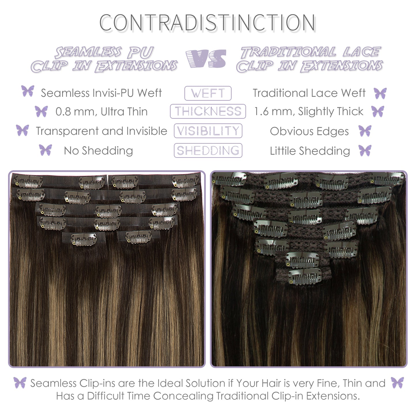 Hair Seamless Clip in Hair Extensions Human Hair Ultra Thin PU Weft Naturons Hair Extensions Clip in Extension lacerhairofficial