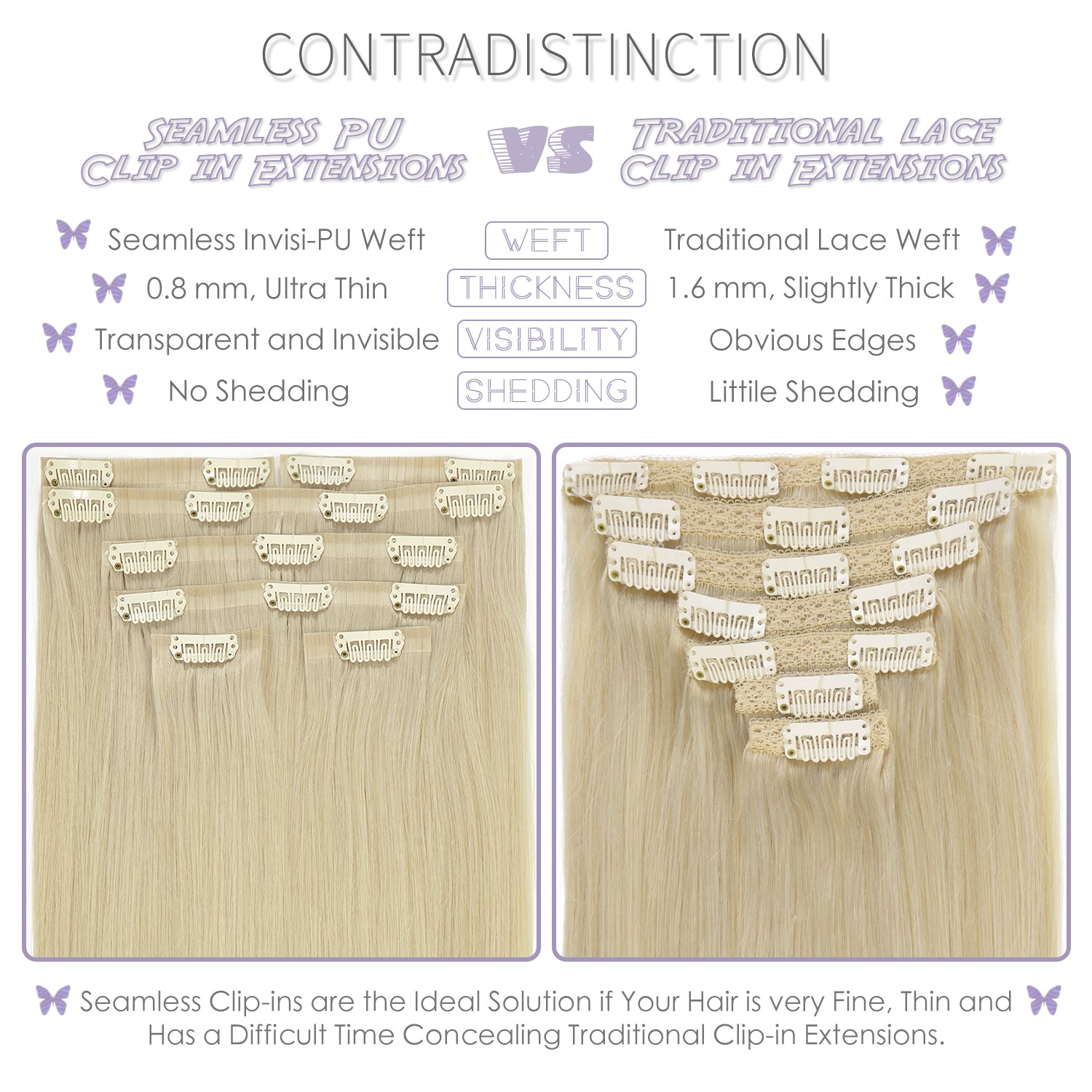 Hair Seamless Clip in Hair Extensions Virgin Human Hair Ultra Thin PU Weft Natural Hair Extensions Clip in Extensions lacerhairofficial