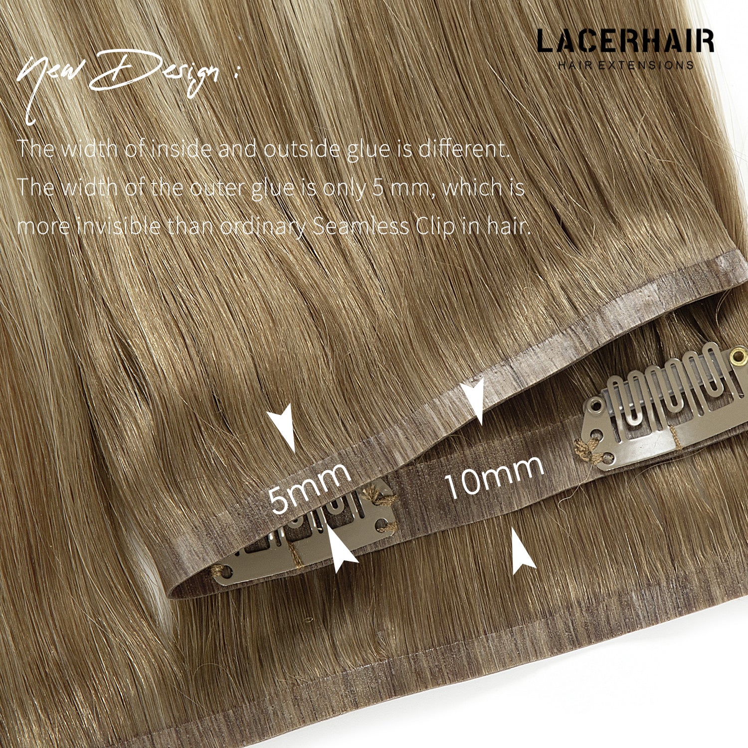 Hair Seamless Clip in Hair Extensions Human Hair Ultra Thin PU Weft Natural Hair Extensions Clip in Extensions lacerhairofficial