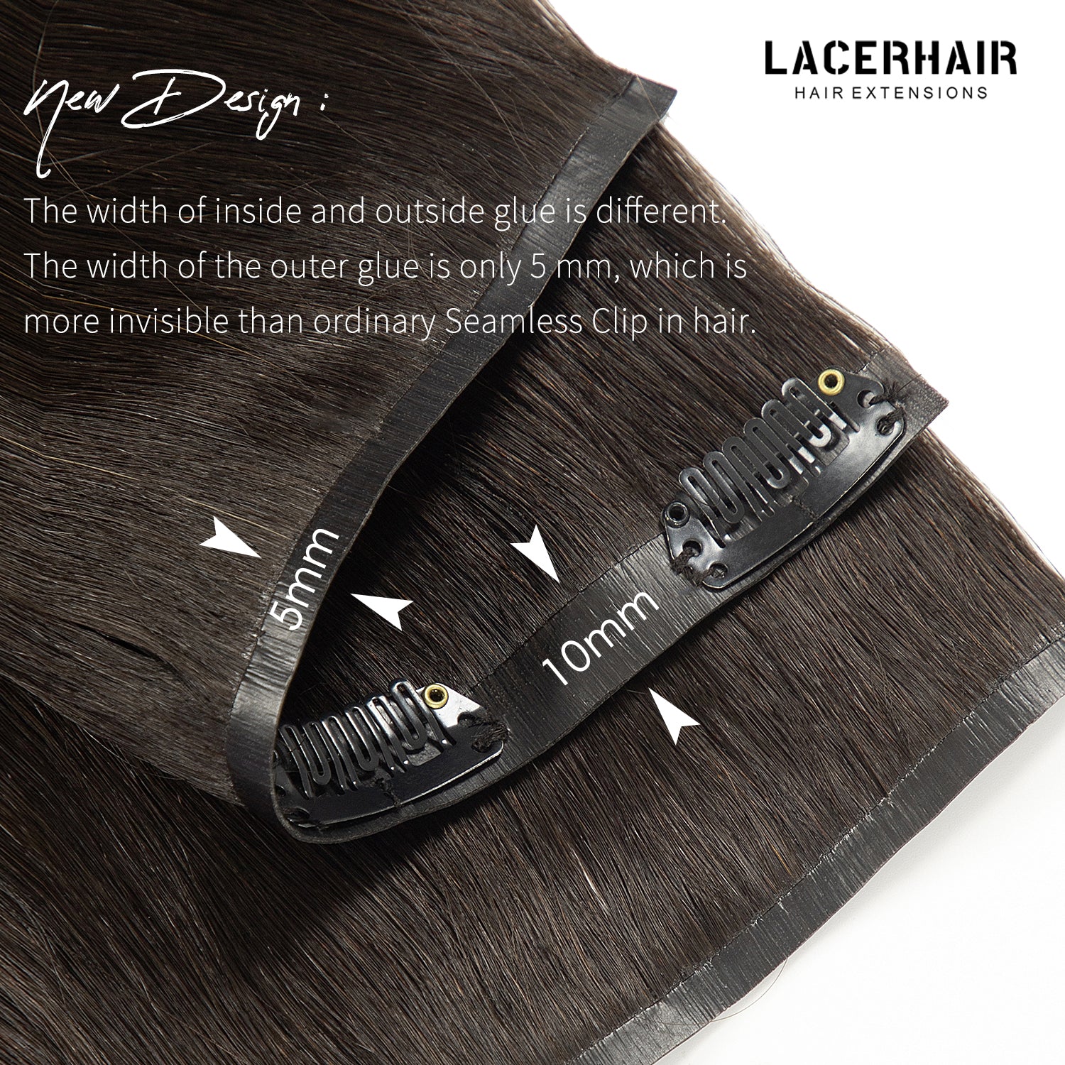 Hair Seamless Clip in Hair Extensions Virgin Human Hair Ultra Thin PU Weft Natural Hair Extensions Clip in Extensions lacerhairofficial