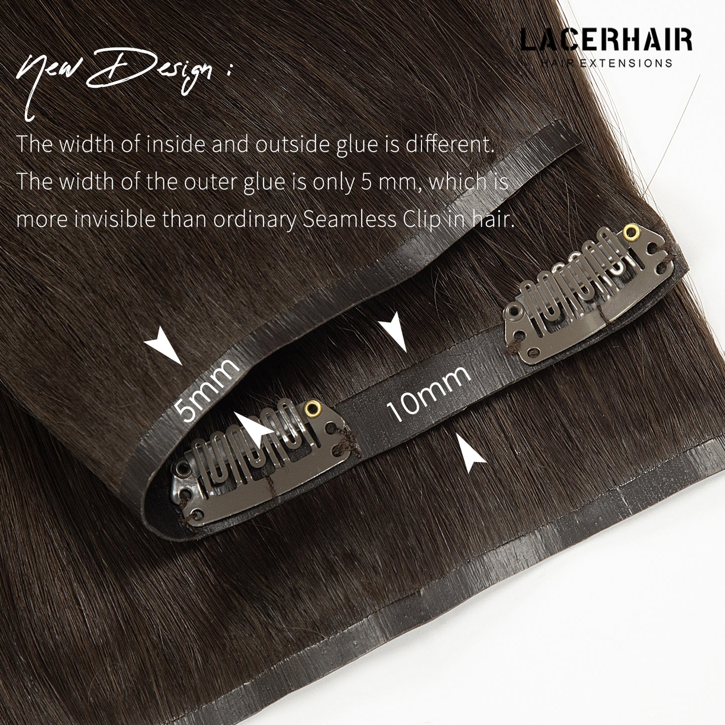 Hair Seamless Clip in Hair Extensions Virgin Human Hair Ultra Thin PU Weft Natural Hair Extensions Clip in Extensions lacerhairofficial