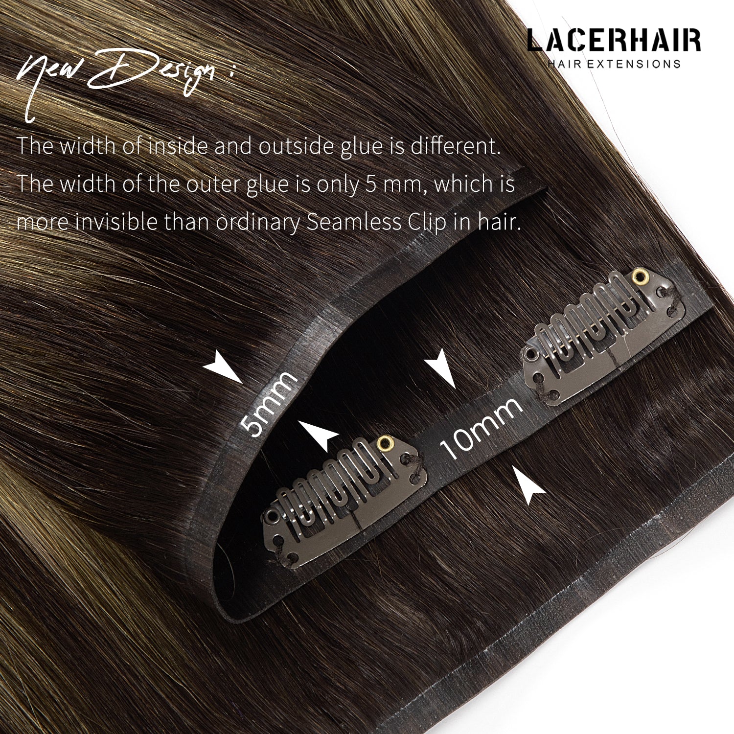 Hair Seamless Clip in Hair Extensions Human Hair Ultra Thin PU Weft Naturons Hair Extensions Clip in Extension lacerhairofficial