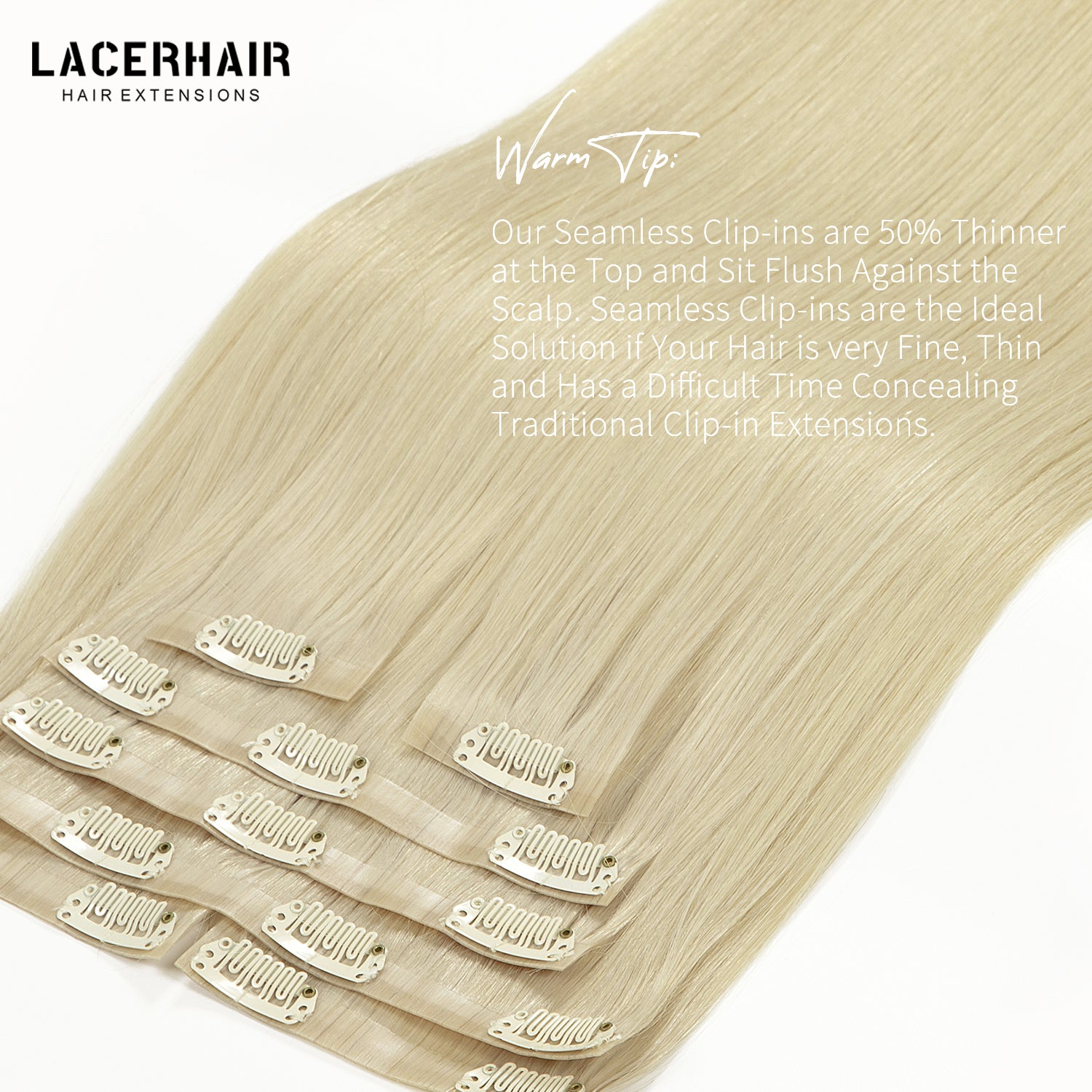 Hair Seamless Clip in Hair Extensions Virgin Human Hair Ultra Thin PU Weft Natural Hair Extensions Clip in Extensions lacerhairofficial