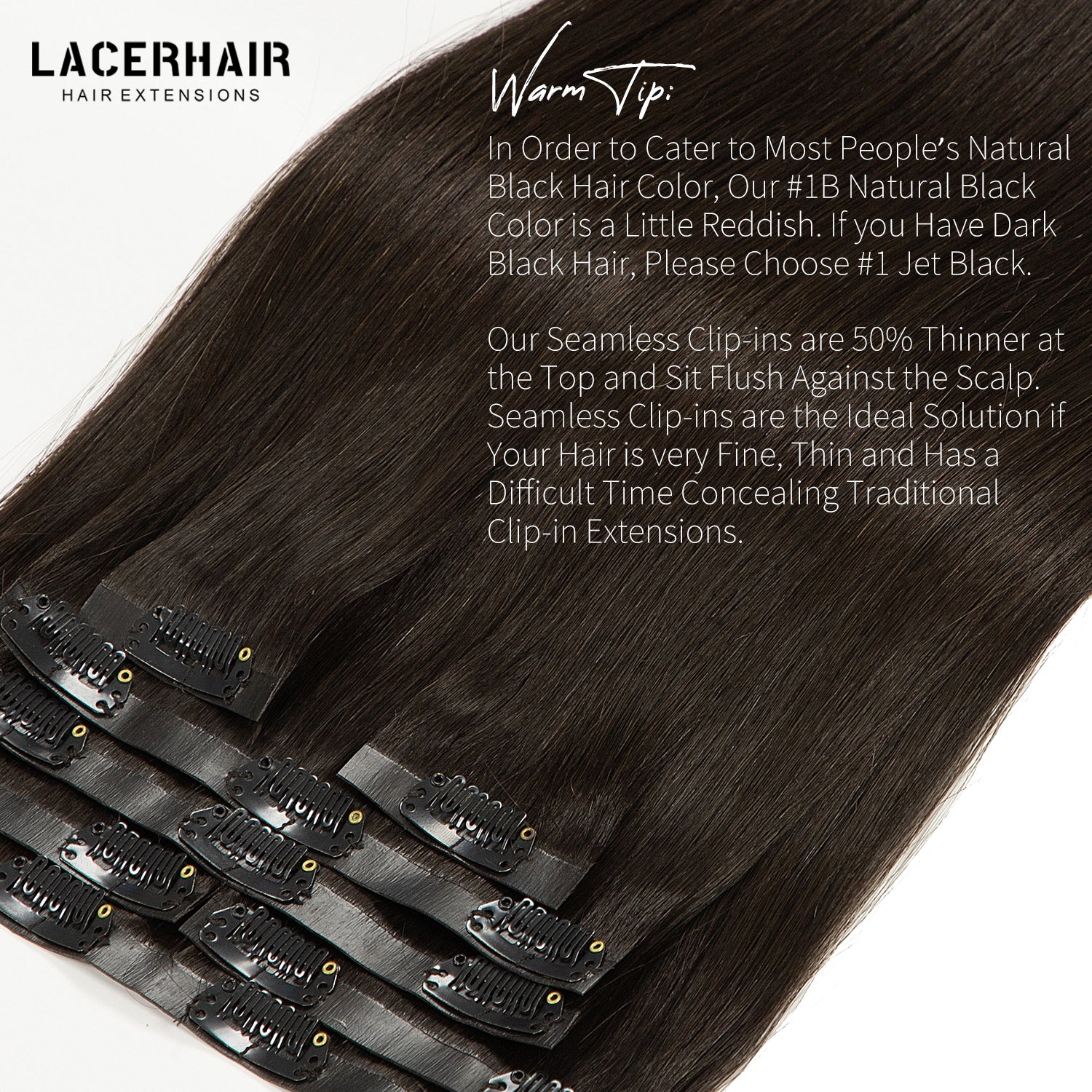 Hair Seamless Clip in Hair Extensions Virgin Human Hair Ultra Thin PU Weft Natural Hair Extensions Clip in Extensions lacerhairofficial