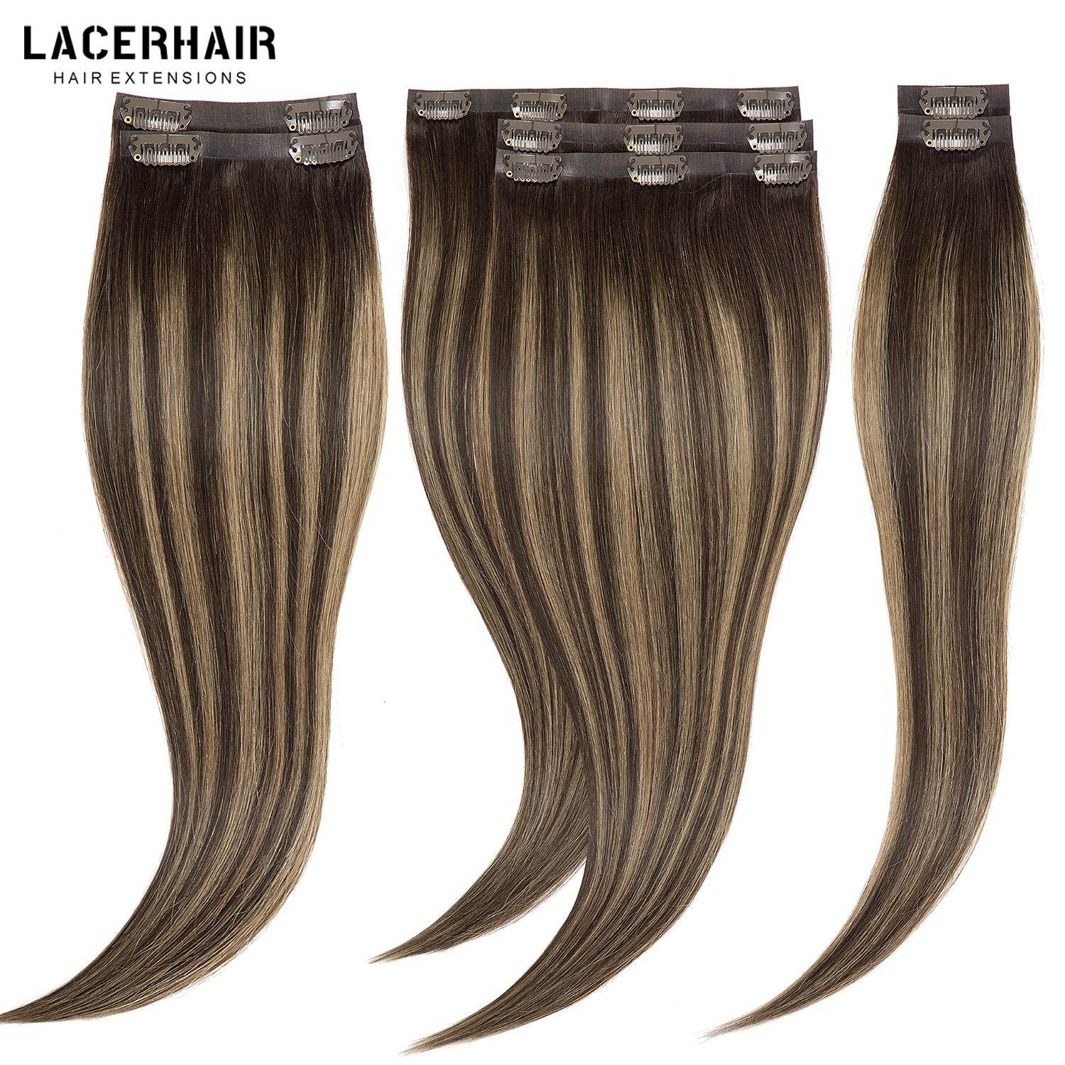 Hair Seamless Clip in Hair Extensions Human Hair Ultra Thin PU Weft Naturons Hair Extensions Clip in Extension lacerhairofficial