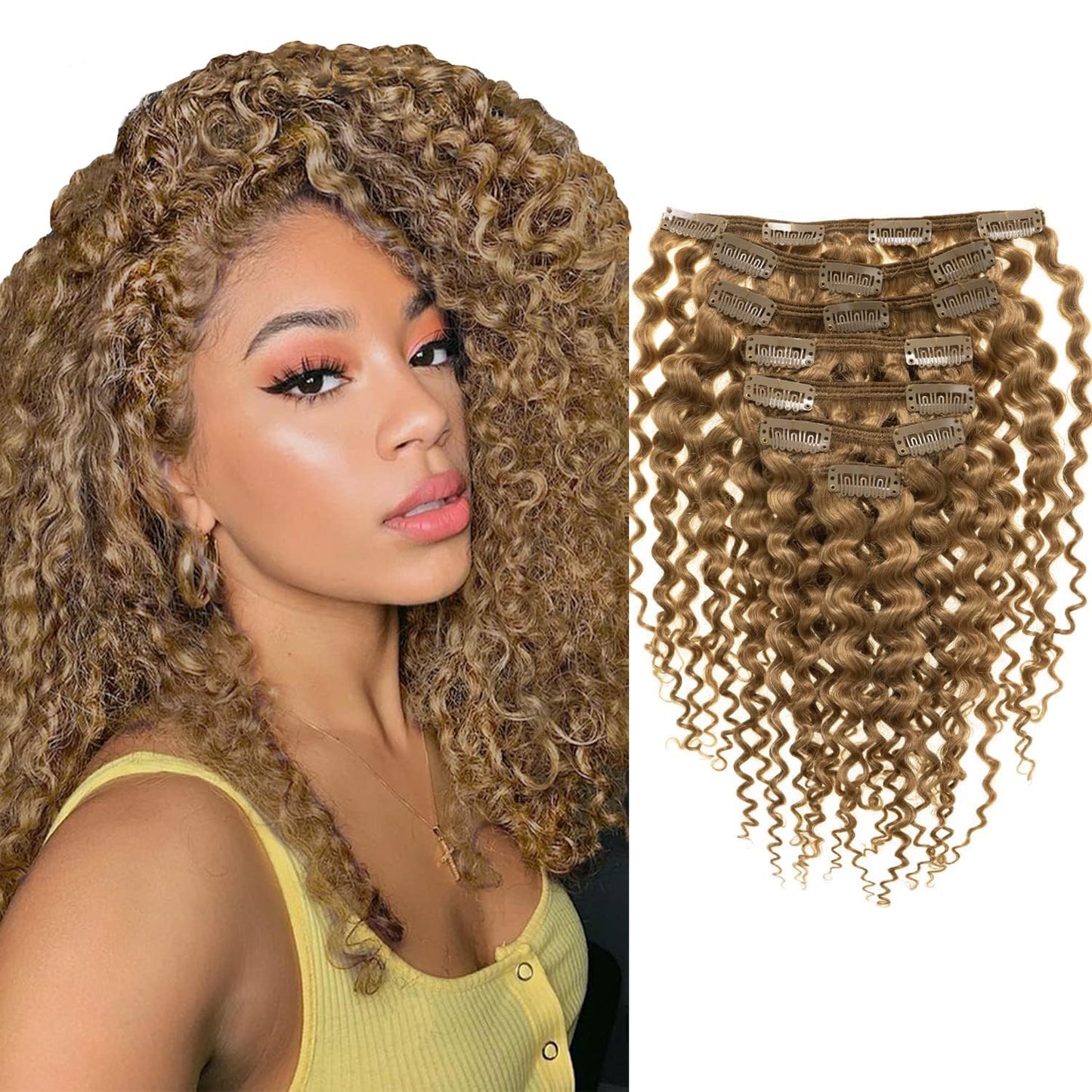 Clip in Human Hair Extensions Afro Jerry Curly 3B 3C Real Hair