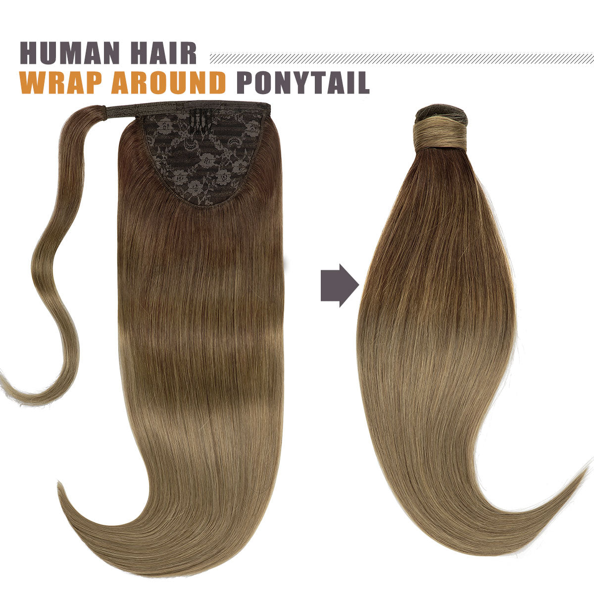 Human Hair Ponytail Wrap Around Ponytail Human Hair Extensions with Invisible Comb blonde clip - lacerhairofficial