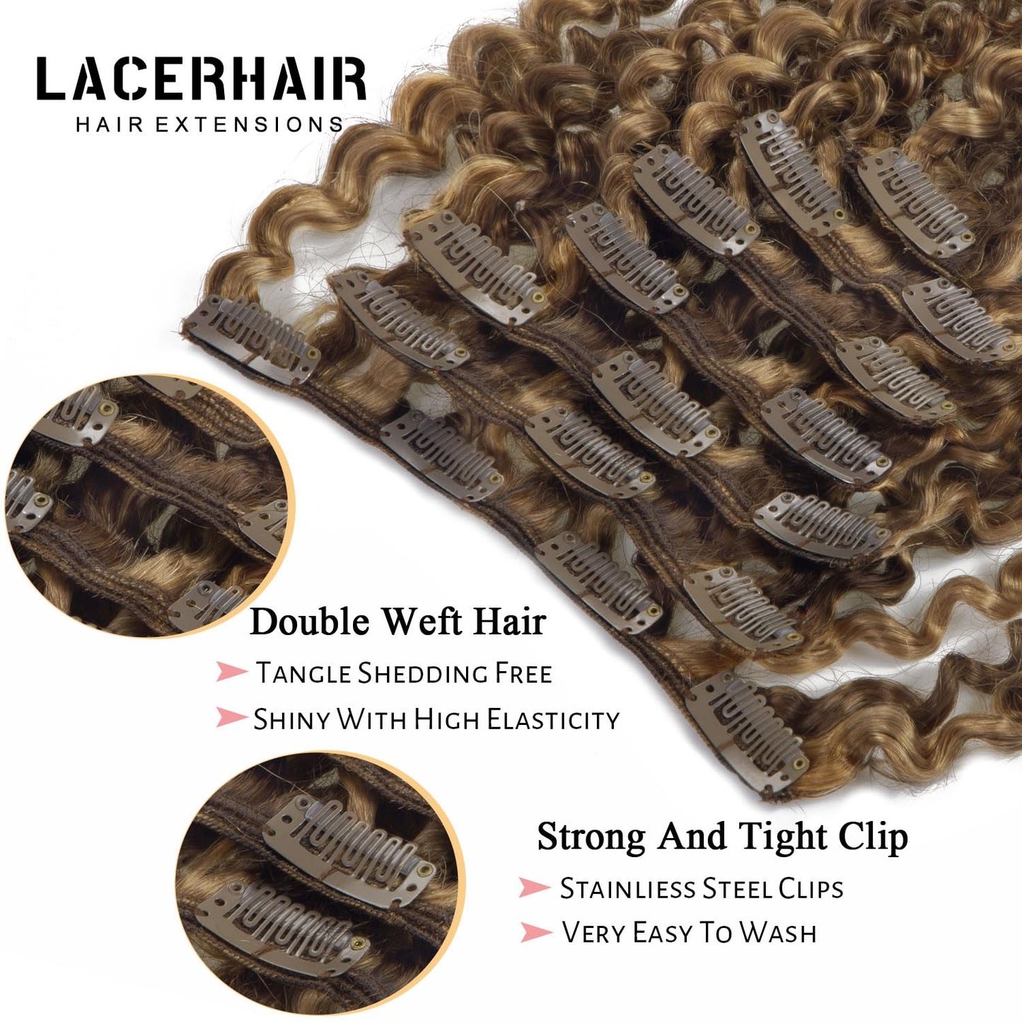 Clip in Human Hair Extensions Afro Jerry Curly 3B 3C Real Hair