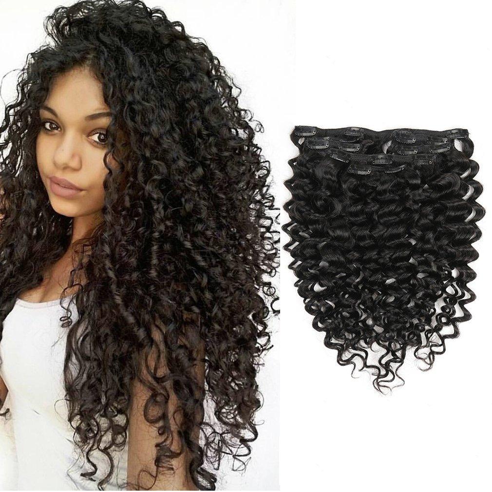 Clip in Human Hair Extensions Afro Jerry Curly 3B 3C Real Hair